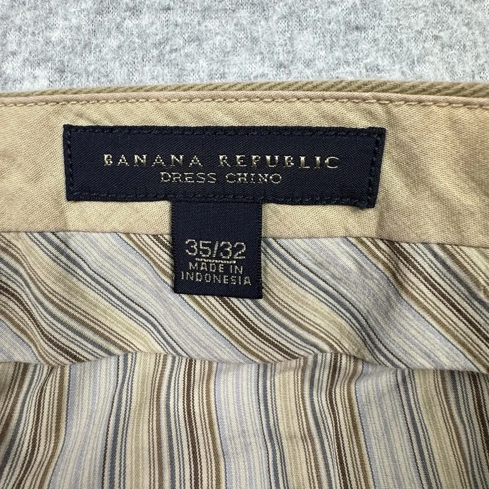 Banana Republic Dress Chino Pants Men 35x32 Beige Khaki Straight Fit Casual EUC